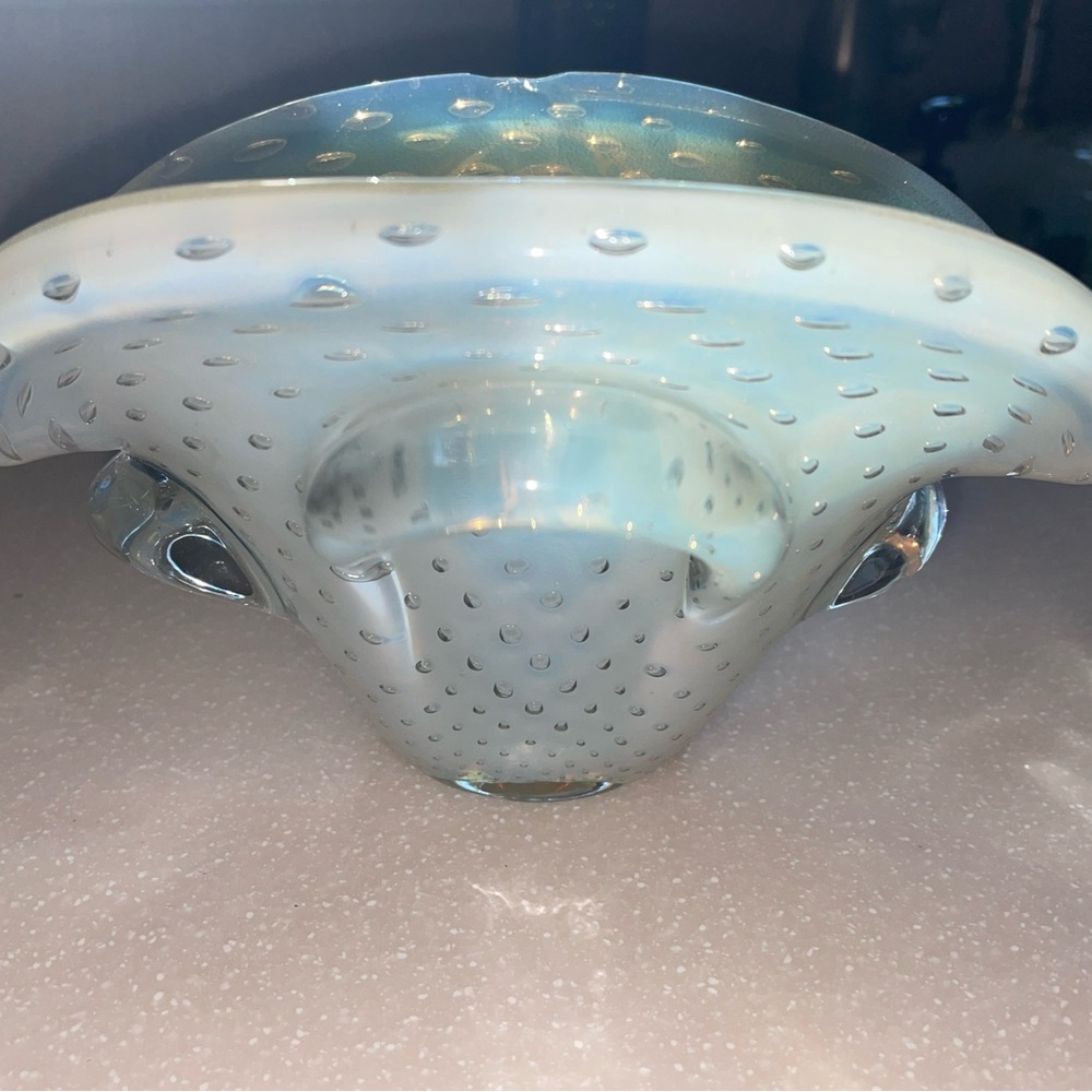 Murano Glass Decorative Bowl - White and Clear